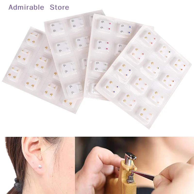 w24Pcs  Earrings Piercing Tool Ear Stud Surgical Steel Earrings Women