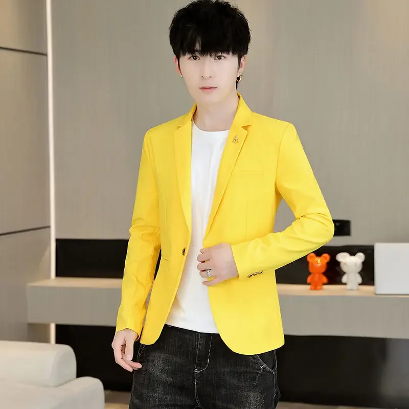 Party Blue Coats Man Suits and Blazers Single Breasted Jacket for Men Vintage Casual Korean Style Clothes Summer Simple Spring