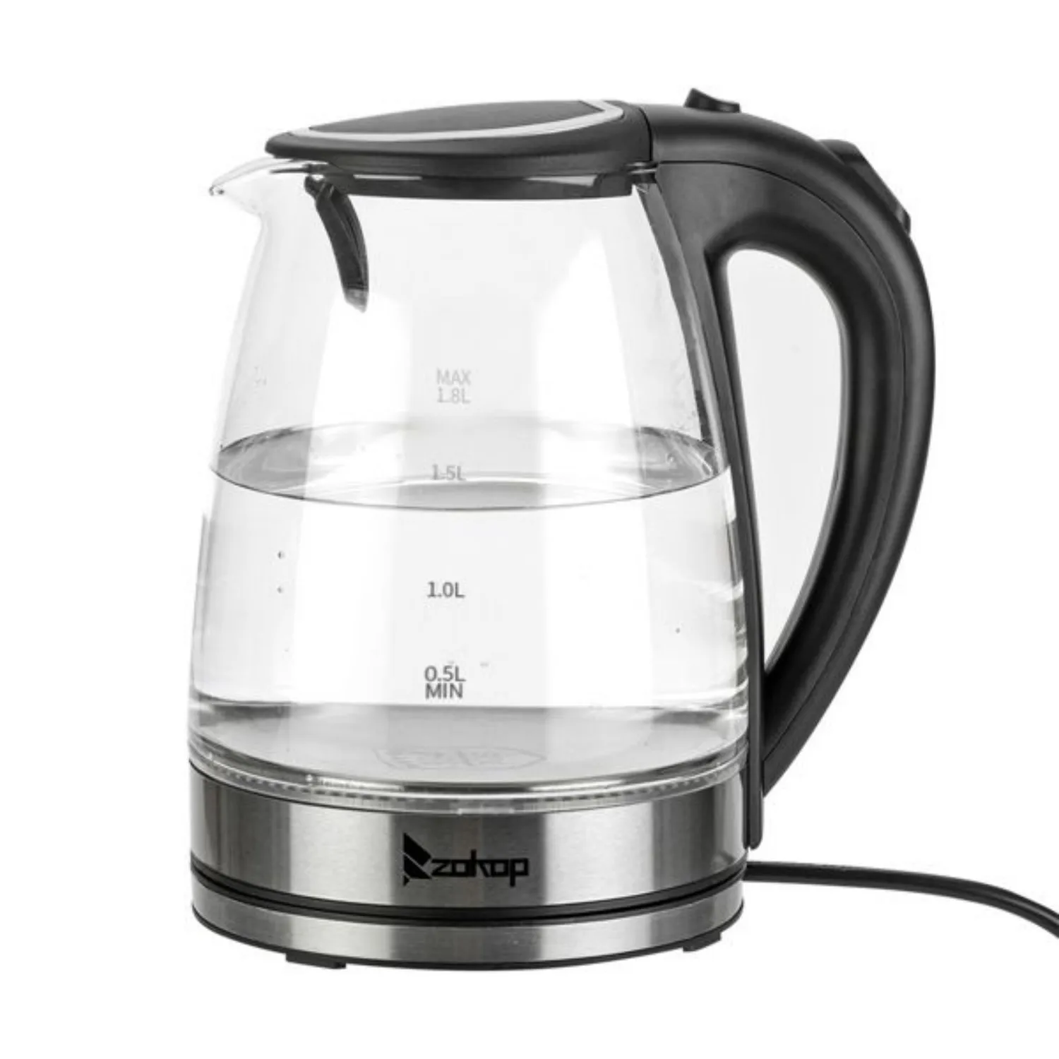 

[Old Code: 93541003] ZOKOP HD-1857-A 110V 1200W 1.8L Electric Glass Kettle Plug