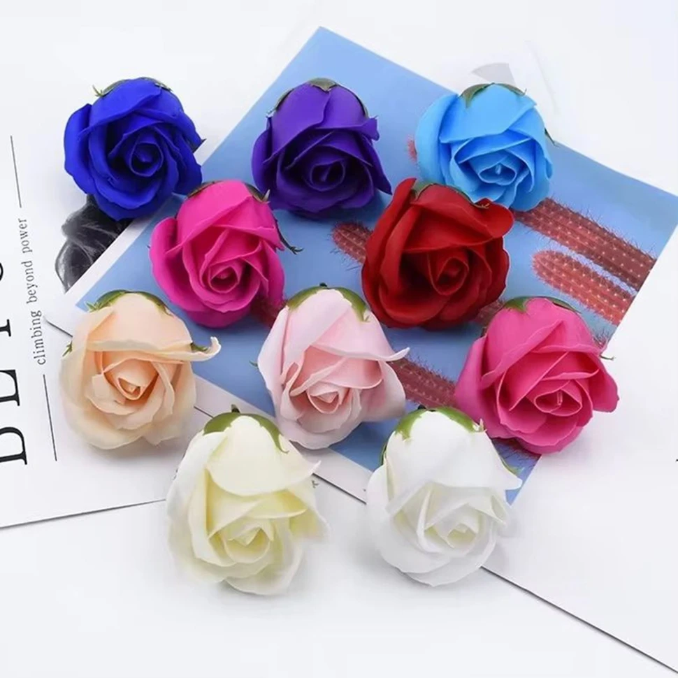 10 ชิ้นสบู่ Rose ดอกไม้งานแต่งงานผนังบ้านสวนพวงหรีดตกแต่งวันหยุดราคาถูก Diy ของขวัญกล่องเจ้าสาวช่อดอกไม้อุปกรณ์เสริม