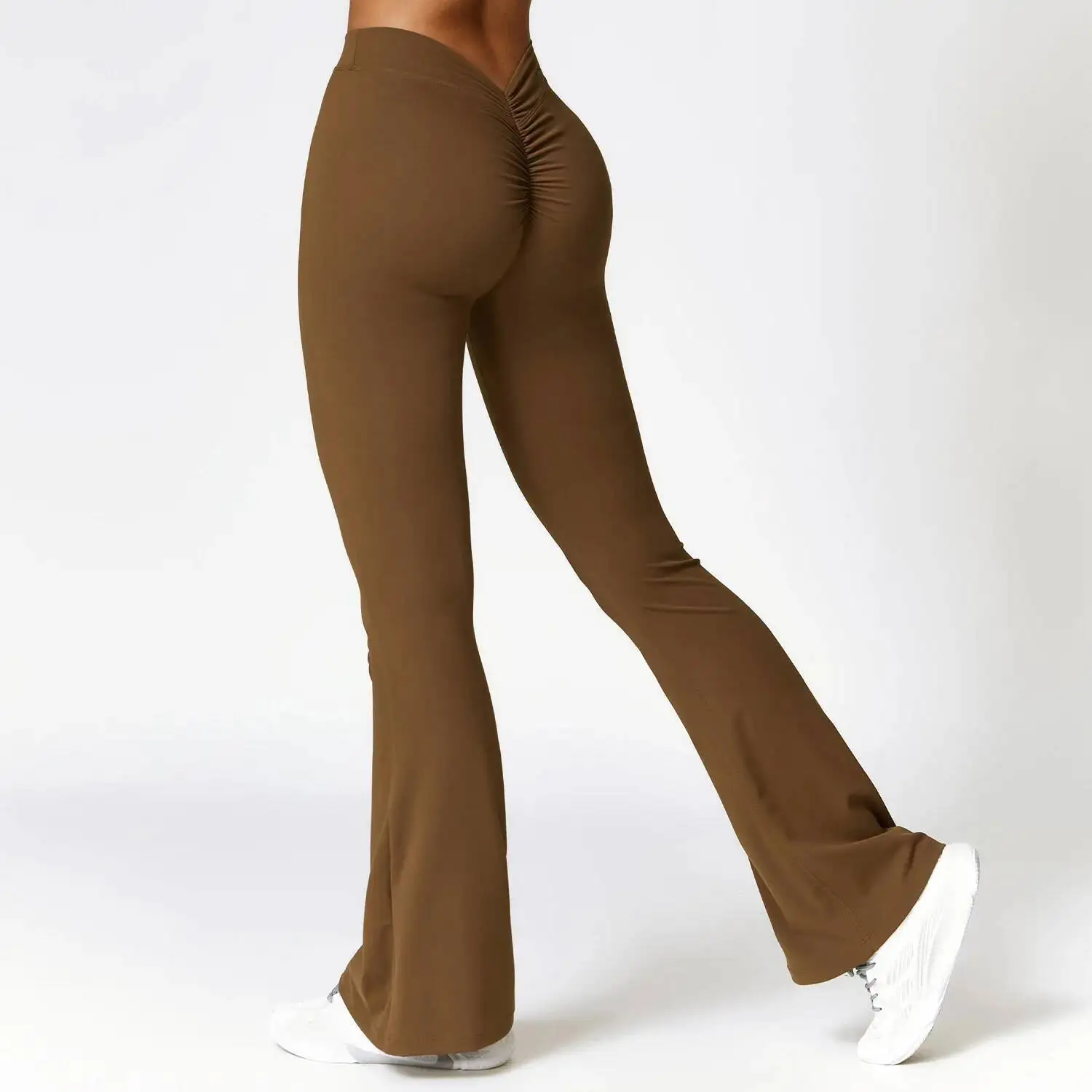 Pantalones acampanados deportivos para gimnasio para mujer, pantalones de baile en forma de V, mallas acampanadas para Yoga en la cadera, pantalones de pierna ancha de cintura alta