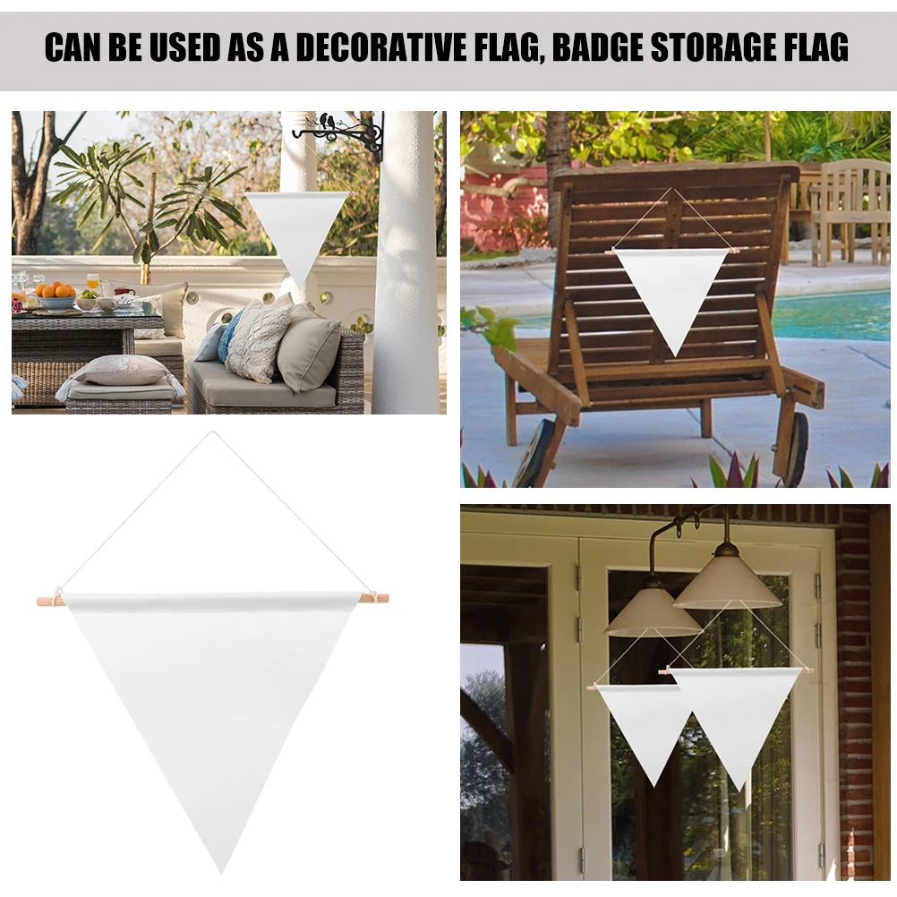 

6pcs Blank Triangle Flags 30x28cm Canvas Pennant for DIY Decor Garden Party Hanging Banner Celebrations Activities