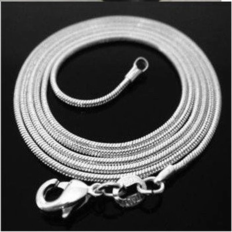 Collar de plata de ley 925 para hombre y mujer, cadena de serpiente de 1,2mm, 35cm-80cm de largo, precio de fábrica, 5 unidades por lote, envío