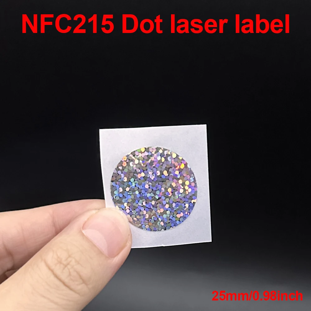 NFC laser anti-counterfeiting label NFC Ntag215 Chip 13.56MHz  25mm Waterproof Advanced Laser Material Programmable NFC Tags
