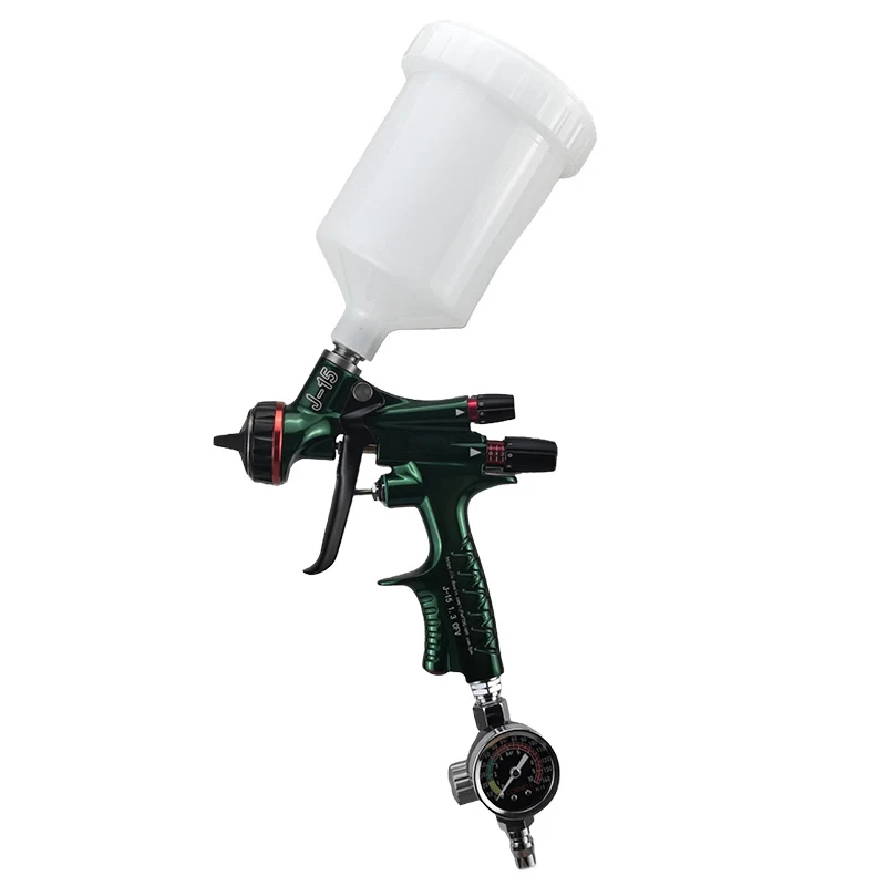 2025 جديد المهنية الصف سبيكة الجاذبية تغذية 1.3 مللي متر الهواء بندقية رذاذ J-15 عالية كفاءة نقل طلاء السيارات