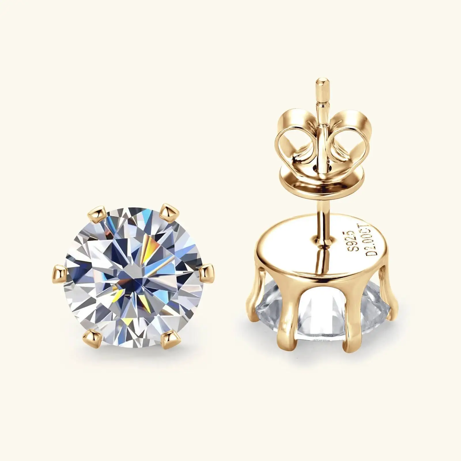 JoiasHome Ohrstecker aus 925er Sterlingsilber, 0,1–3 Karat, D-Farbe, Moissanit-Ohrstecker, funkelnder Piercing-Schmuck für Damen und Herren – Detail 4