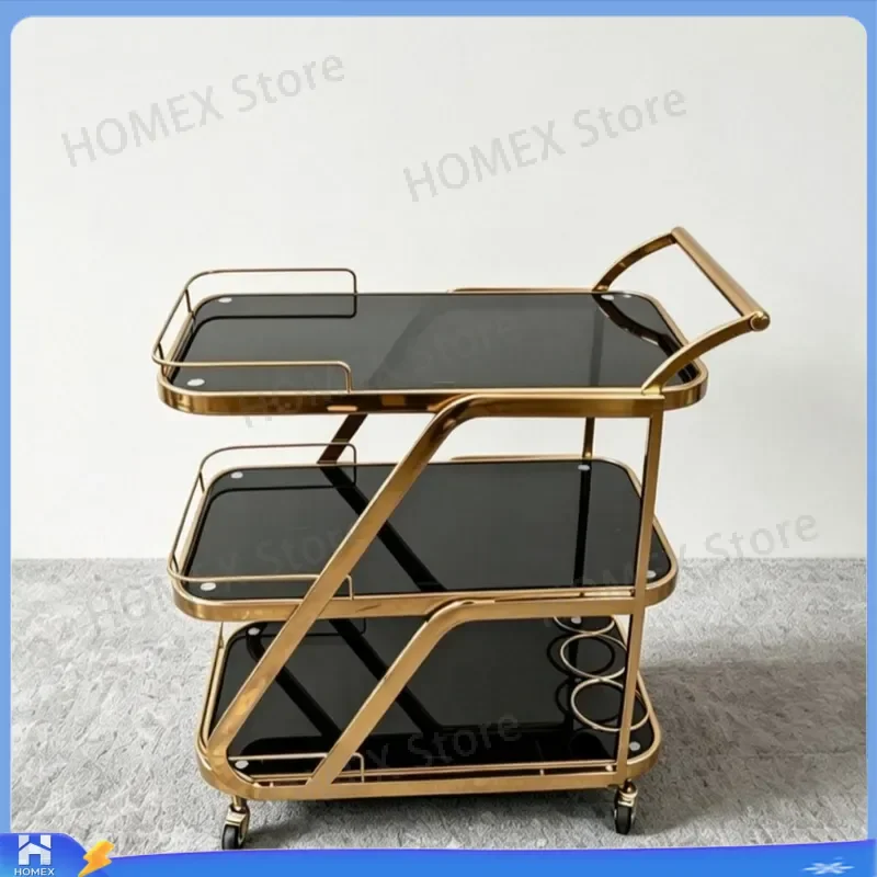 3 Tier Rolling Utility Cart Metal Serving Trolley with Wheels for Kitchen Restaurant Hotel Snack Beverage Cake Wine Storage