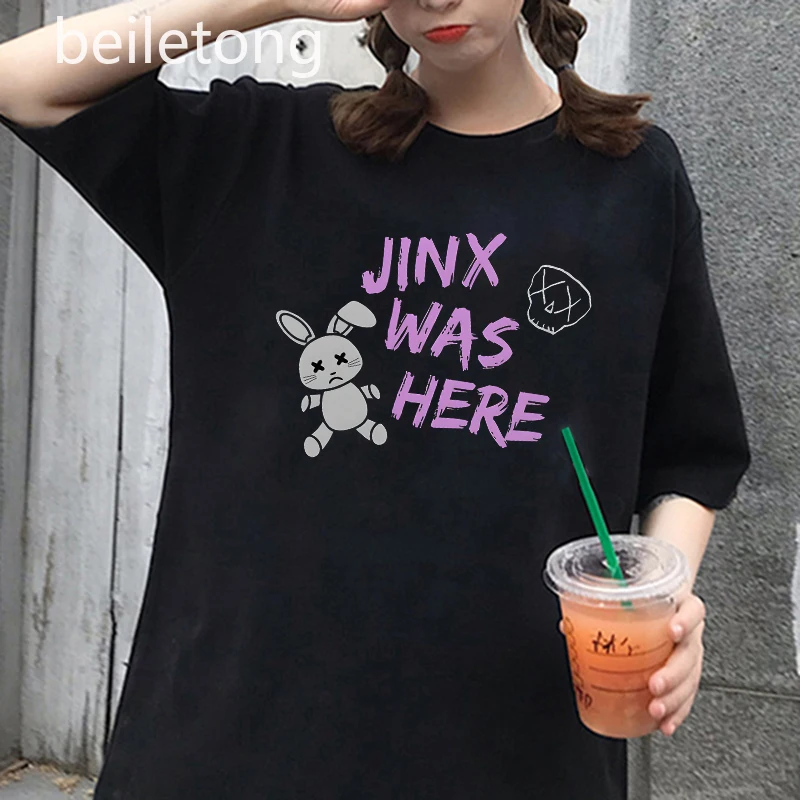 Jinx Kaus Monyet Misterius Kaus Cosplay Anime Pria Wanita Uniseks Grunge Estetika Lengan Pendek 100% Katun Print Musim Panas Streetwear