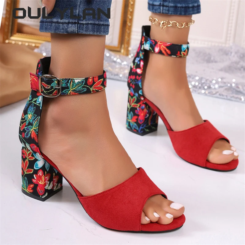 NEW Mode Frauen schwarz Herde Blume Farbe High Heels Knöchel riemen Plateaus chuhe 36-43 Sandalen weibliche Pumps Peep Toe