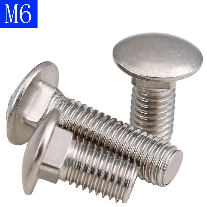 M6 x 1.0  6mm Carriage Bolts 304 Stainless Steel Round Head Square Neck Screws  Bolts