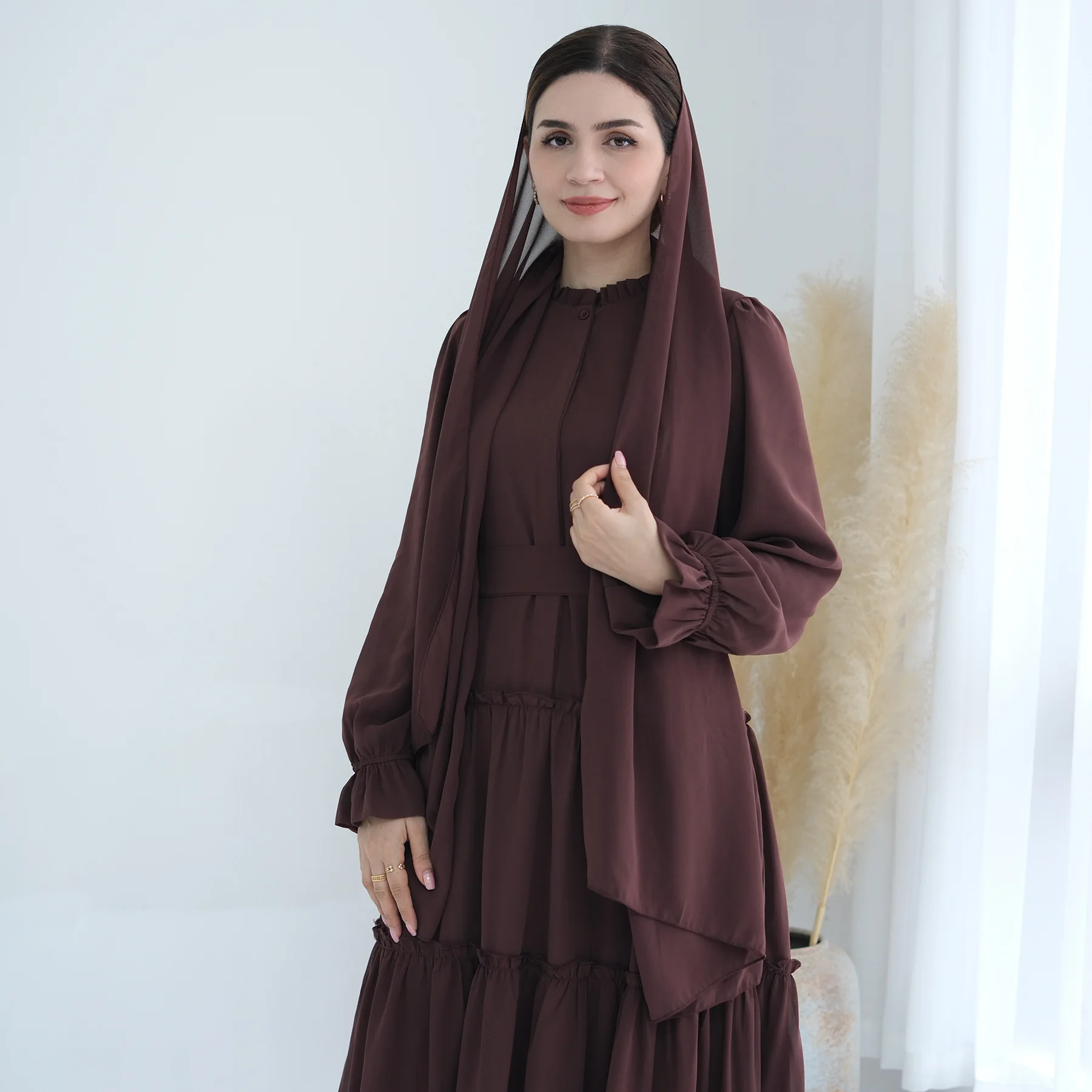 Chiffon plissiert Abaya muslimische Mode Hijab Kleid Sommer elegante Blouson Ärmel Party lange Kleider für Frauen Dubai Kaftan Robe