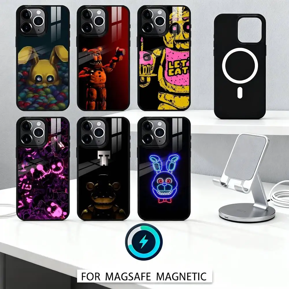 

Five-Nights-Midnight-Mascot Phone Case Magnetic For iPhone16 15 14 13 12 Pro Max For Magsafe Wireless Charging Cover