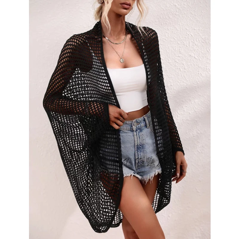 Beach Vacation Knitted Cardigan Women Hollow Out Sun Protection Sunscreen Clothes Shawl