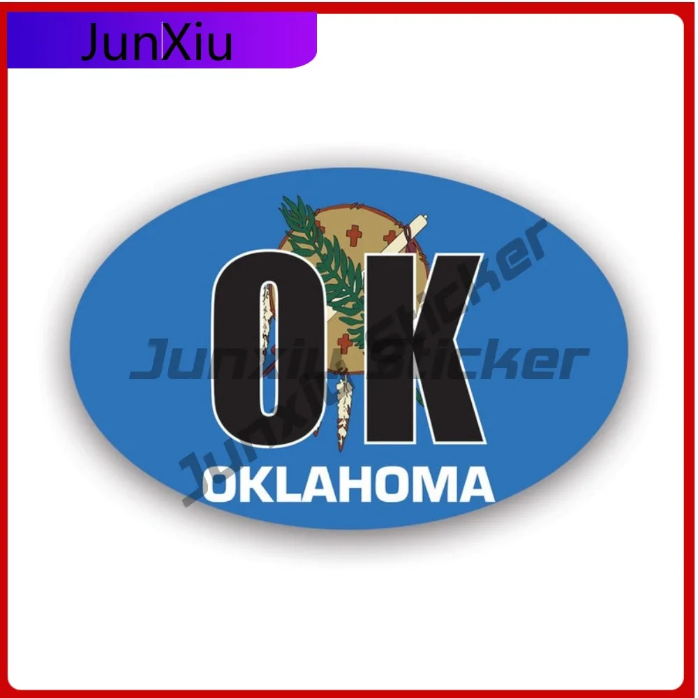 

Oklahoma Flag Oval Sun Resistant Fade Resistant Cartoon For Car Window Laptop Bumper Removable Easy Apply Decor Sport Racing