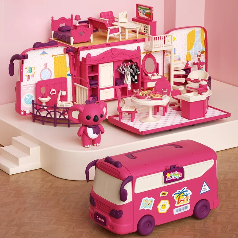 RV Playhouse ของเล่นเด็กห้อง DIY Mini Princess Villa ปราสาท Cabin สาวของขวัญ