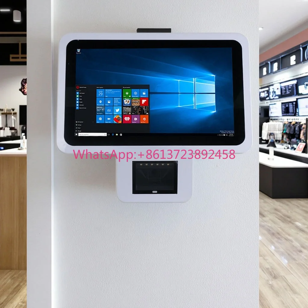 Supermarket 15.6-inch touchscreen wall-mounted POS system price checker with barcode