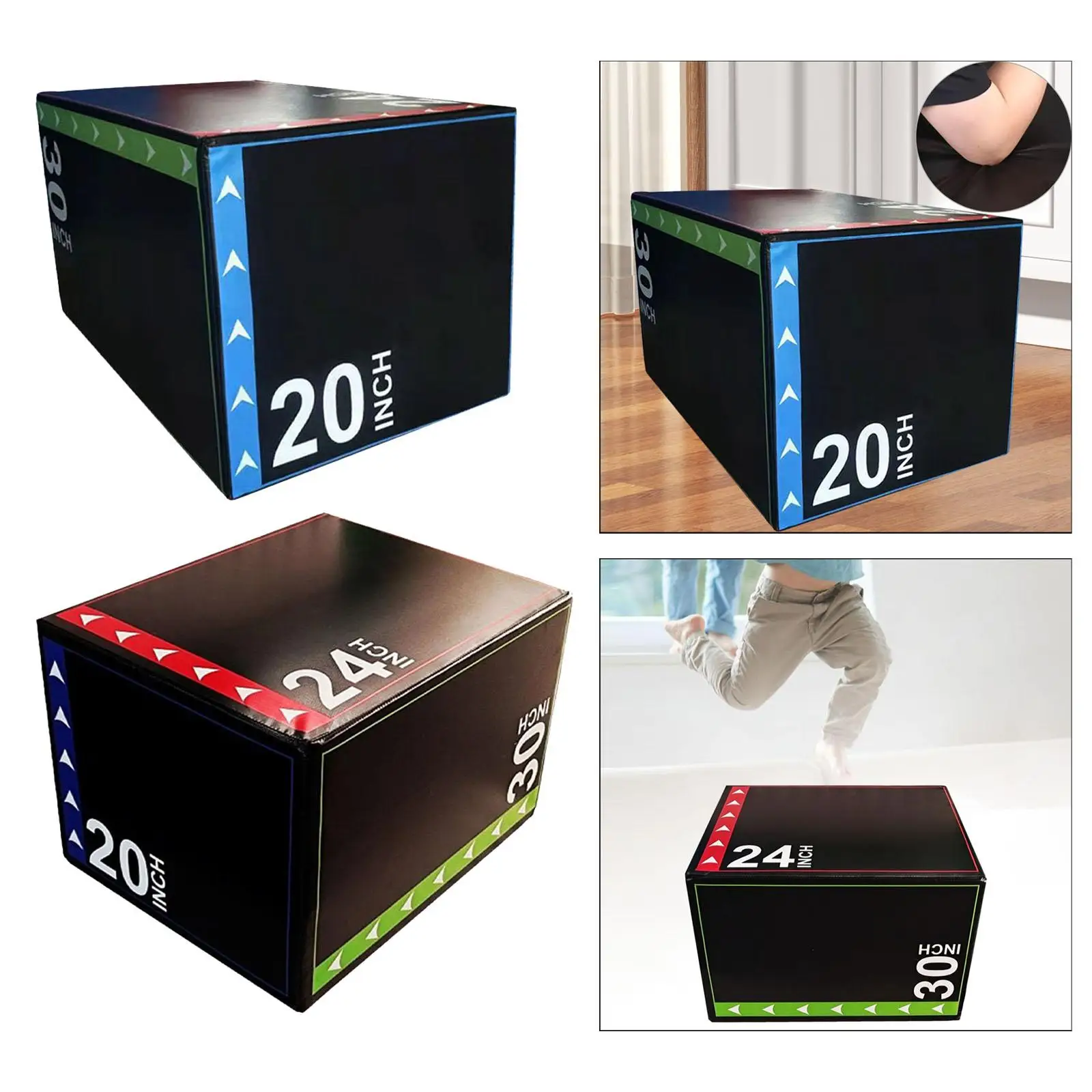 Jump Box Anti Slip Plyometric Jump Box 3 in 1 Step up Box Plyo Box for Jumping Squats Conditioning Strength Training Dips Lunges