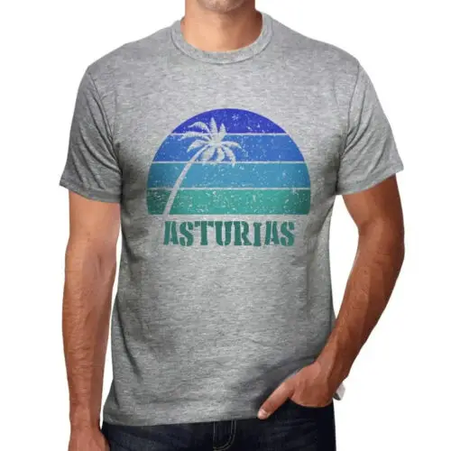 Heren Grafisch T-Shirt Palm, Strand, Zonsondergang In Asturië – Palm, Beach,