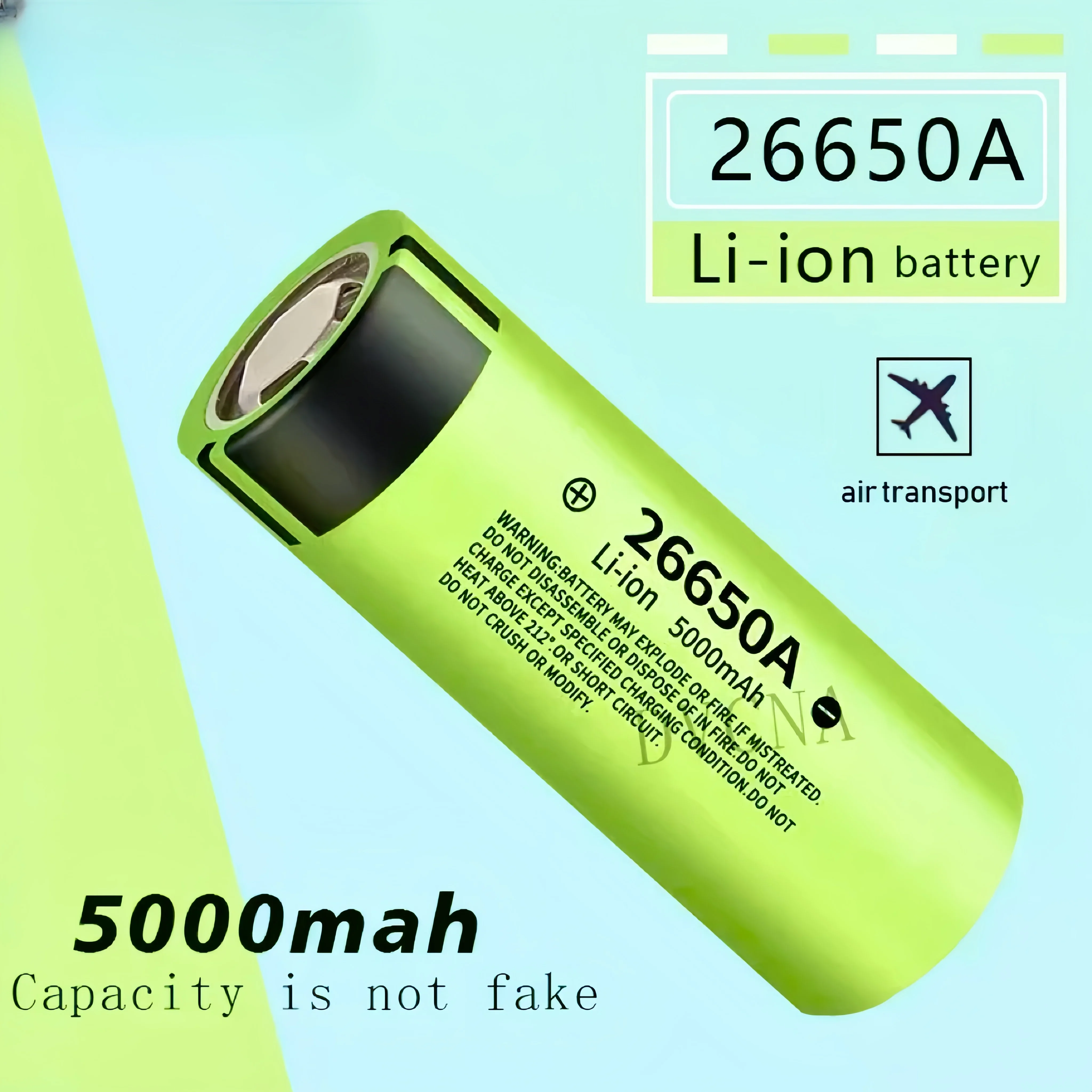 100% Original high quality 26650 battery 5000mAh 3.7V 50A lithium ion rechargeable battery for 26650A LED flashlight