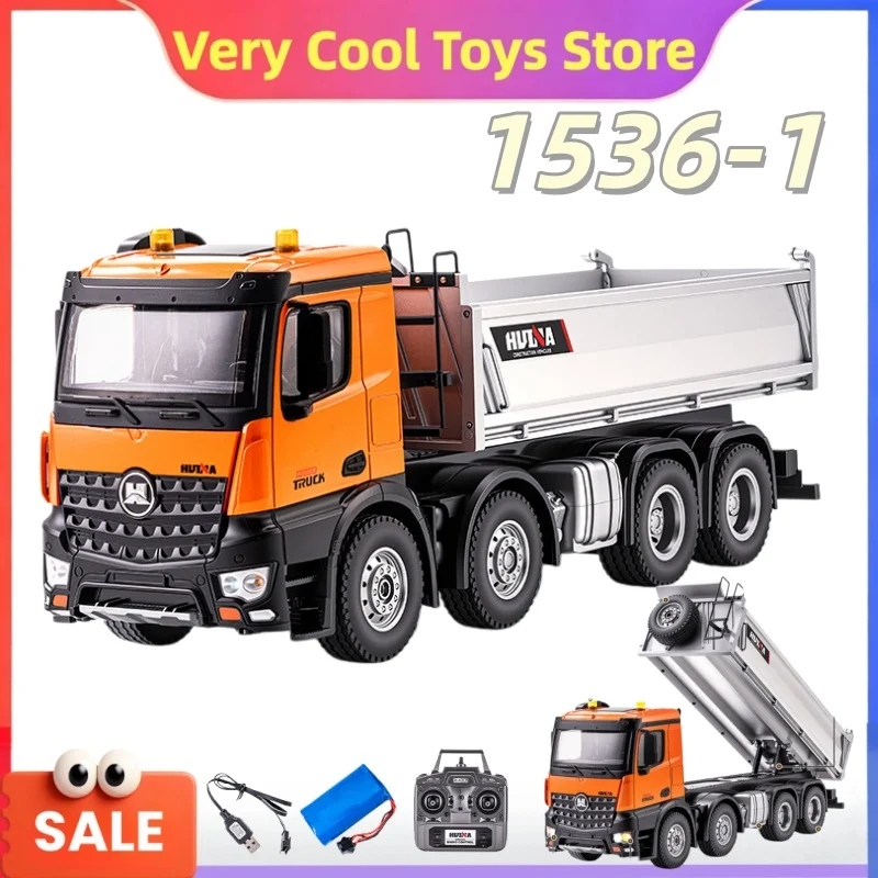Huina 1536-1 1/14 Scale 13 Channel Alloy RC Dump Truck Remote Control Tipper Truck Construction Engineering Vehicle Toy Gifts