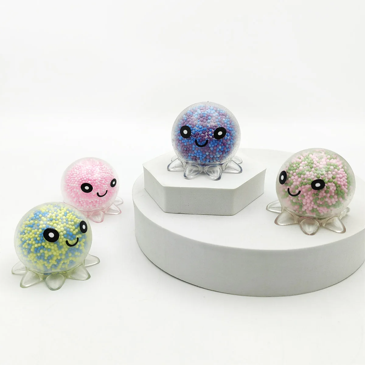 

2 шт. мягкие милые шарики для снятия стресса в виде осьминога, пенопластовые шарики для снятия стресса, игрушки-непоседы, красочные детские сенсорные шарики в виде осьминога, забавные подарки