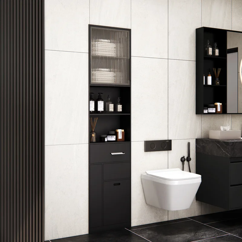 Niche Embedded Toilet Blocking Door Customized Hidden Trash Can Wall Cabinet Stainless Steel Bathroom Side Cabinet Storage