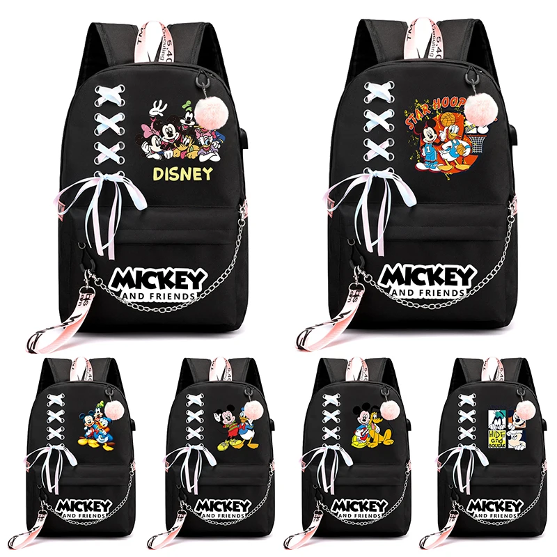 

MINISO Minnie Mickey Friend Donald Duck Backpack Cartoon Bookbag Travel Bag Student Teenagers Boy Girl Daily Schoolbag