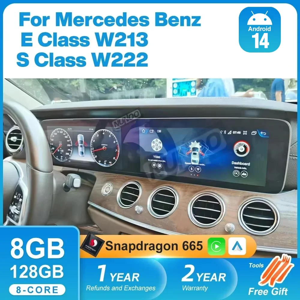 

Nunoo Car Multimedia Player LCD Dashboard Digital Screen For Benz W213 W222 2014-2022 Touch Navigation CarPlay Android 13