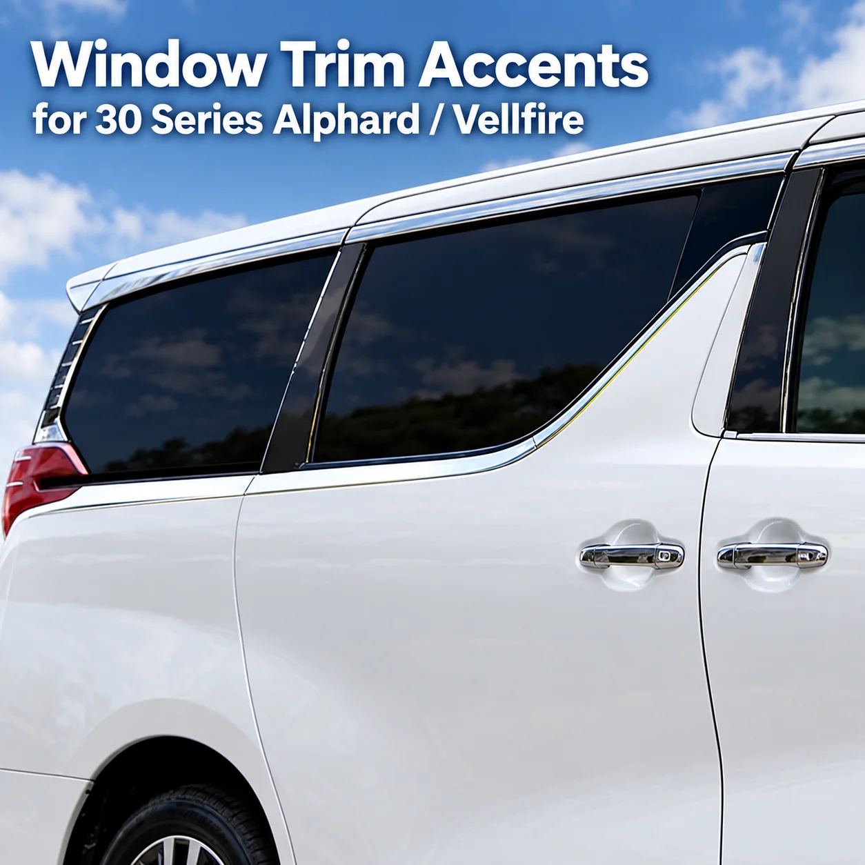 Car Lower Window Trim Strips for Toyota Alphard Vellfire 30 Series, 6PCS Stainless Steel Exterior Glassline Molding Accessories