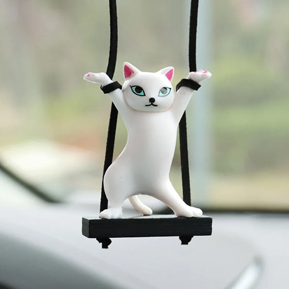 Car Pendant Creative Cute Swing Branch Cat Rearview Mirror Pendant Car Interior Hanging Decoration Auto Interior Accessories