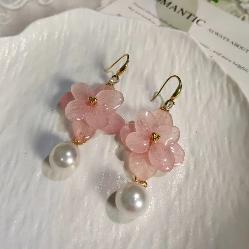Natural Hydrangeas Earring Unique Hydrangeas Flower Drop Earrings Epoxy Resin Natural Floral Earrings Jewelry Custom Packaging