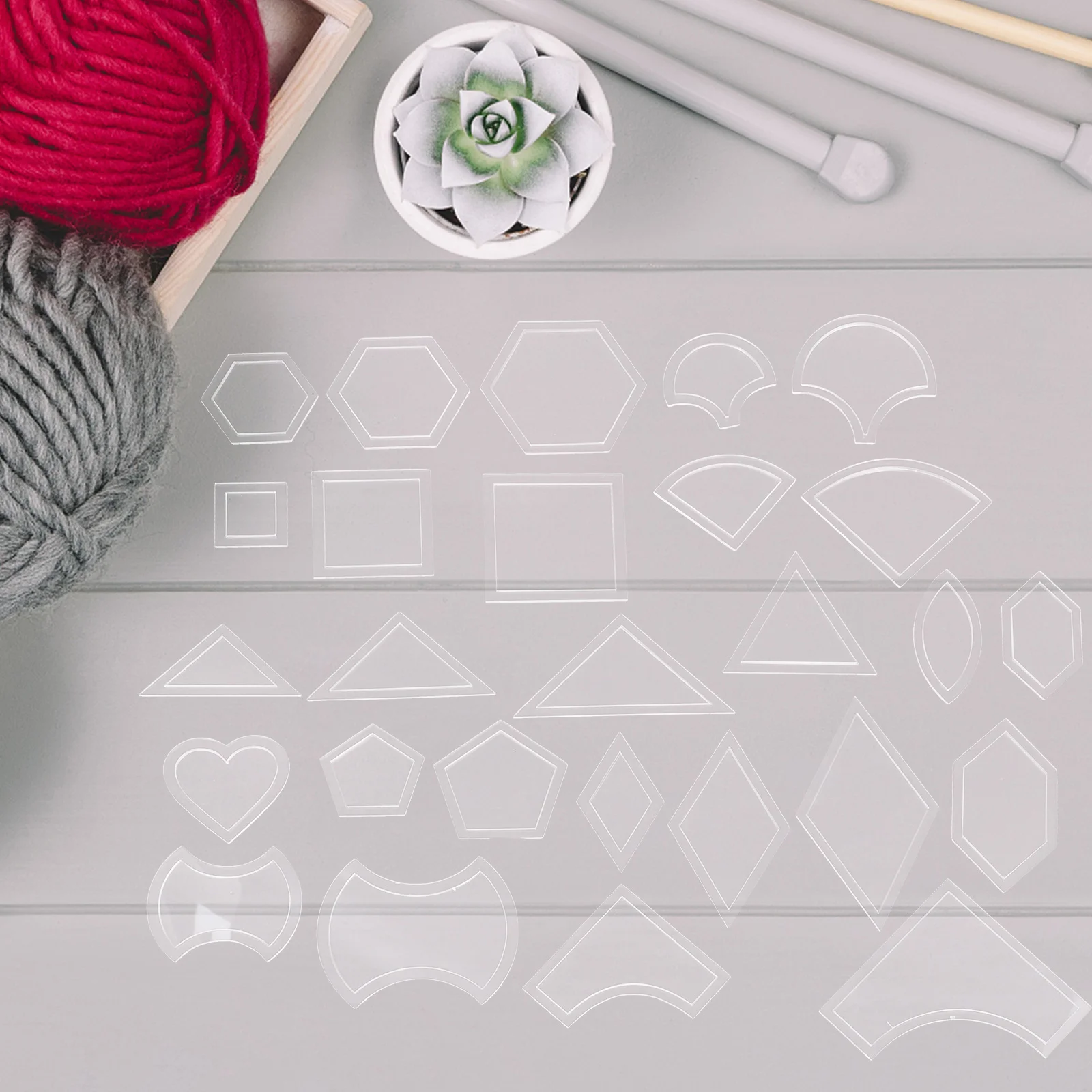 108 قطعة قوالب خليط واضح الاكريليك اللحف حاكم مجموعة DIY بها بنفسك الخياطة اللحف الإستنسل مجموعة قوالب الخياطة الدقيقة #2