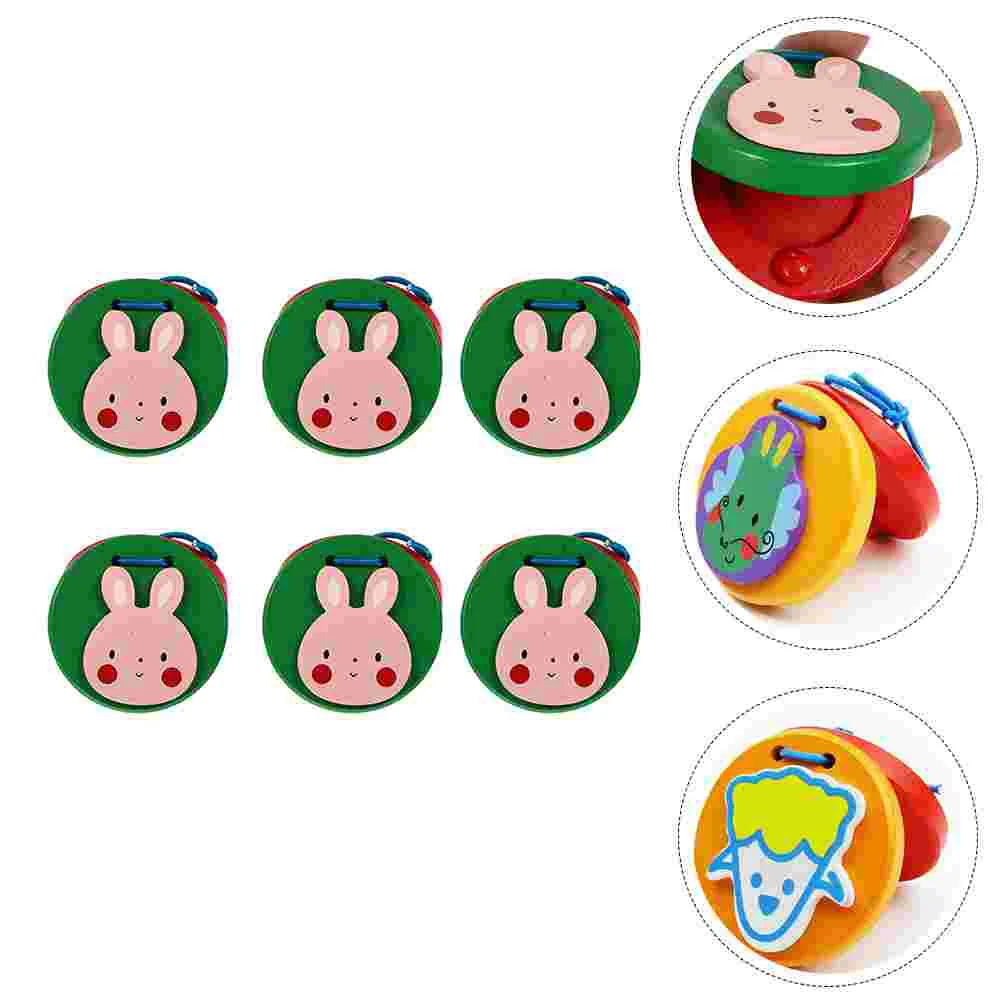 

6 Pcs Orff Castanets Childrens Toys Kids Playset Cartoon Toddlers Children’s Instrument Plaything