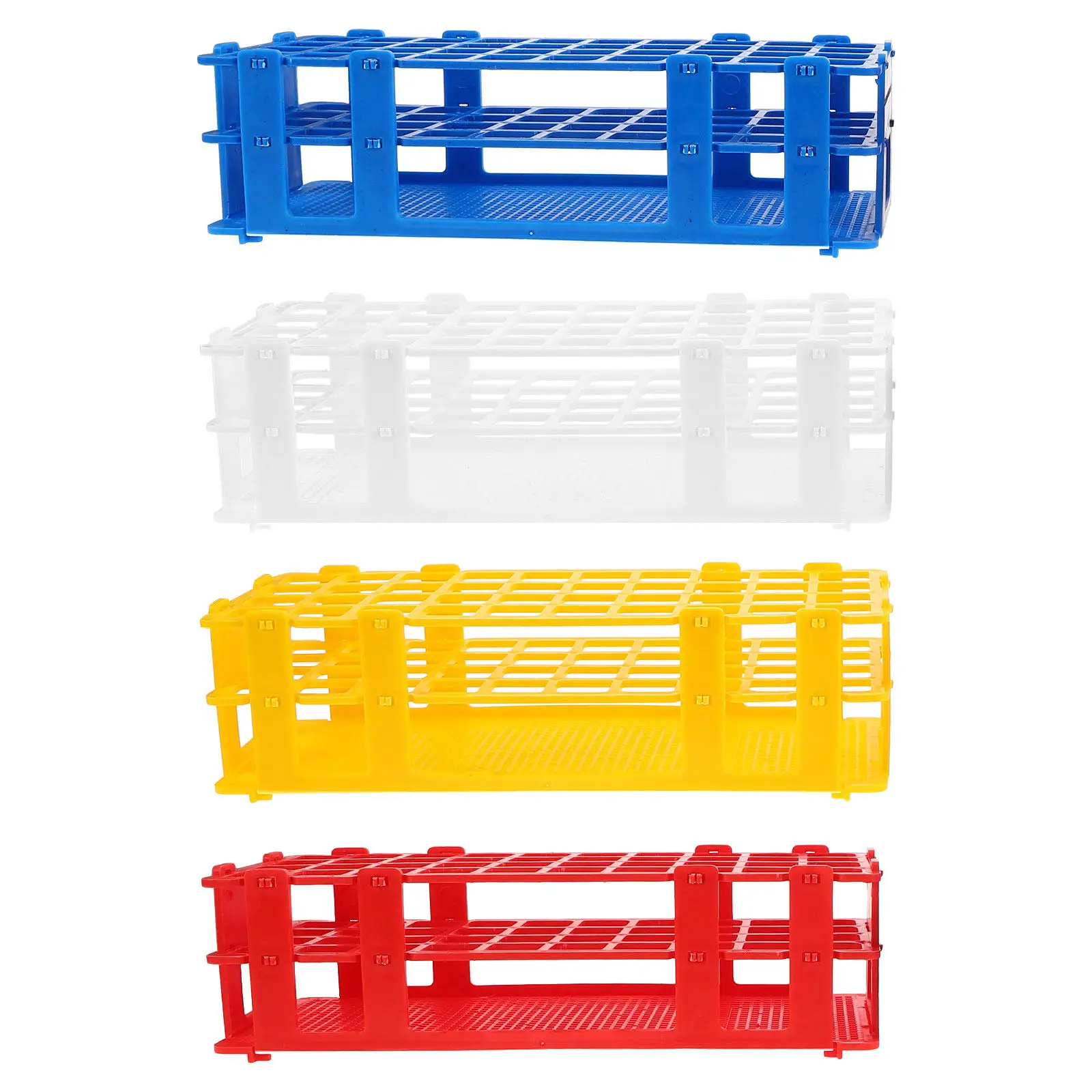 4Pcs Test Tube Rack Plastic Lab Tube Holder Stand Modular Design Portable Storage Organizer for Scientific Experiments