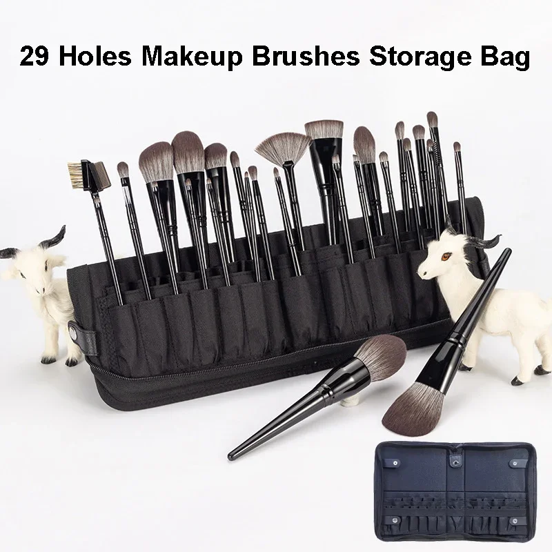 

29 Holes Makeup Brushes Storage Bag Stand Cosmetic Tools Bag Foldable Makeup Brush Organizer Artist Makeup Tools Storage Case