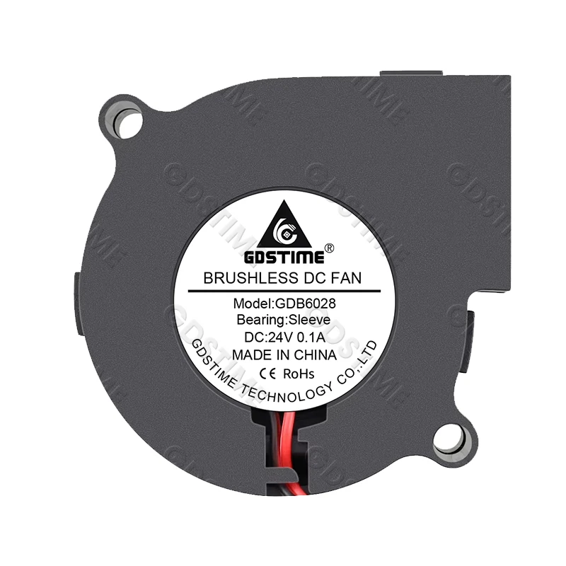 Wentylator Gdstime 6028 24V 60mm, dmuchawa DC 12V, bezszczotkowy cooler, wentylator odśrodkowy 2PIN z podwójnym łożyskiem kulkowym, 60x28mm 6cm, radiator tulejowy. — zdjęcie produktu 3