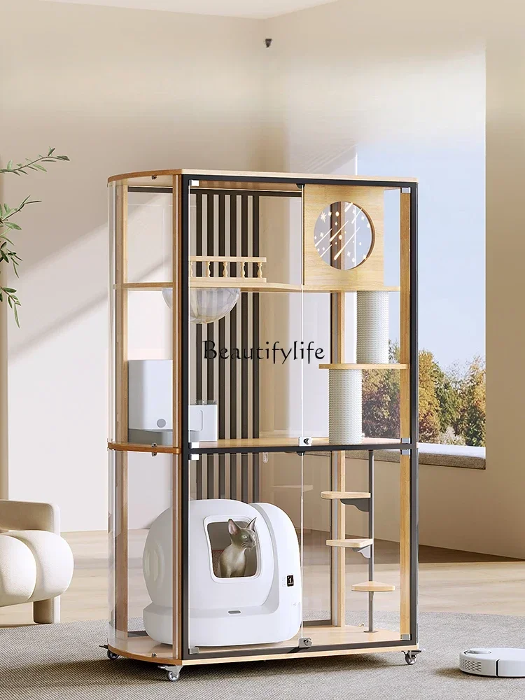 

Panoramic Glass Cat Cabinet Home Indoor Super Large Free Space Cat House Smart Litter Box