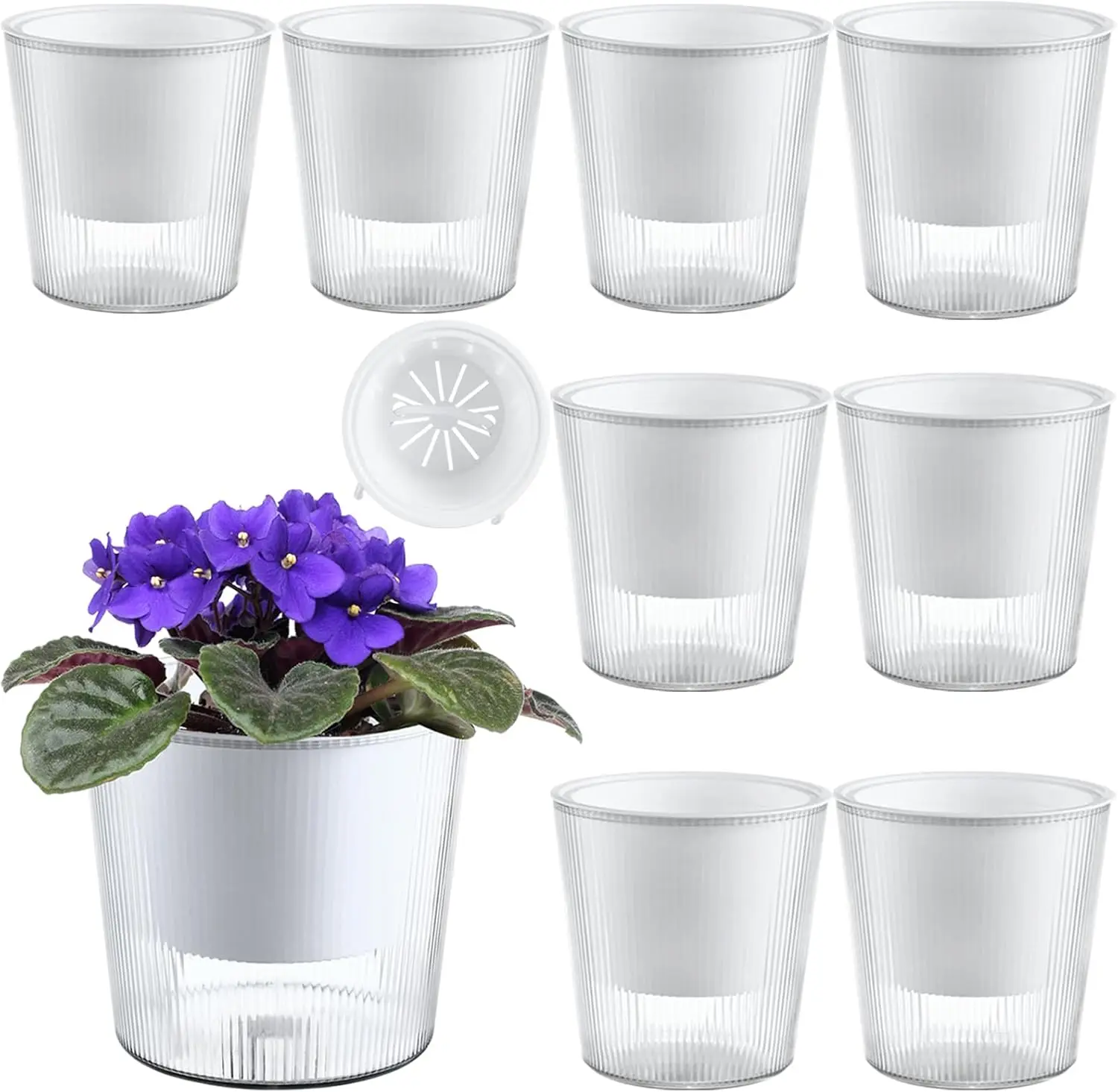 

8-Pack 4.5 Inches Clear Self-Watering Planters and Pots for Indoor Plants Small Orchid Plant Pots Plastic Wick Flower Po