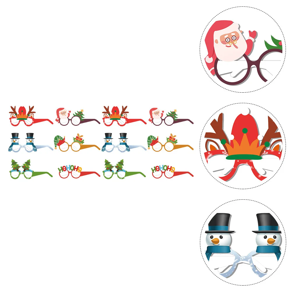

12Pairs Christmas Party Paper Glasses Photo Props Xmas Eyeglasses Decor Xmas Glasses Frames Eyeglasses Frame Christmas Eye Wear