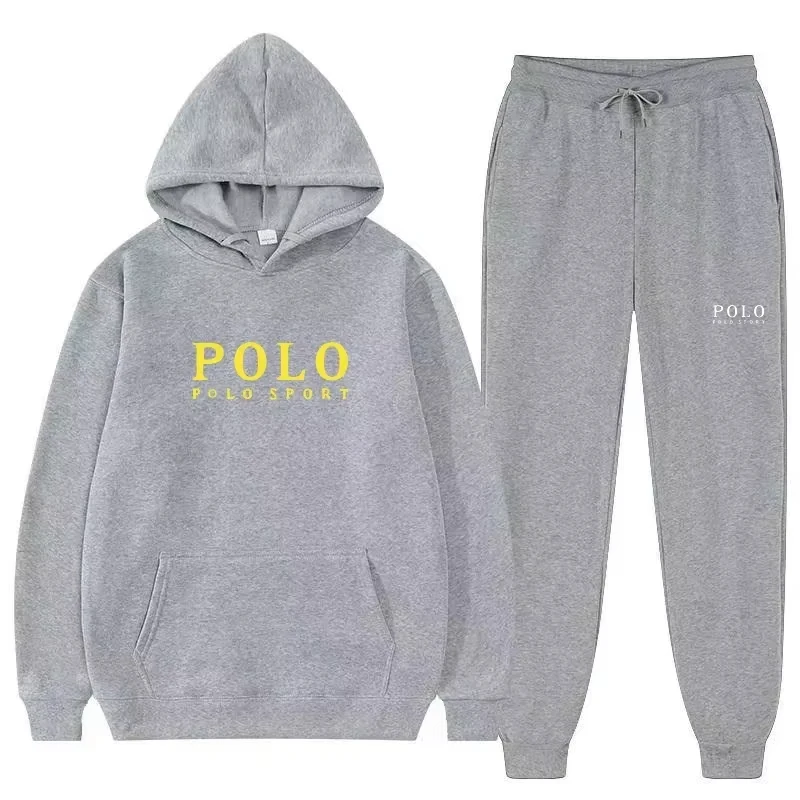 New autumn-winter men's casual suits, outdoor fashionable jogging clothes, men's hooded sweatshirt with long pants two-piece set