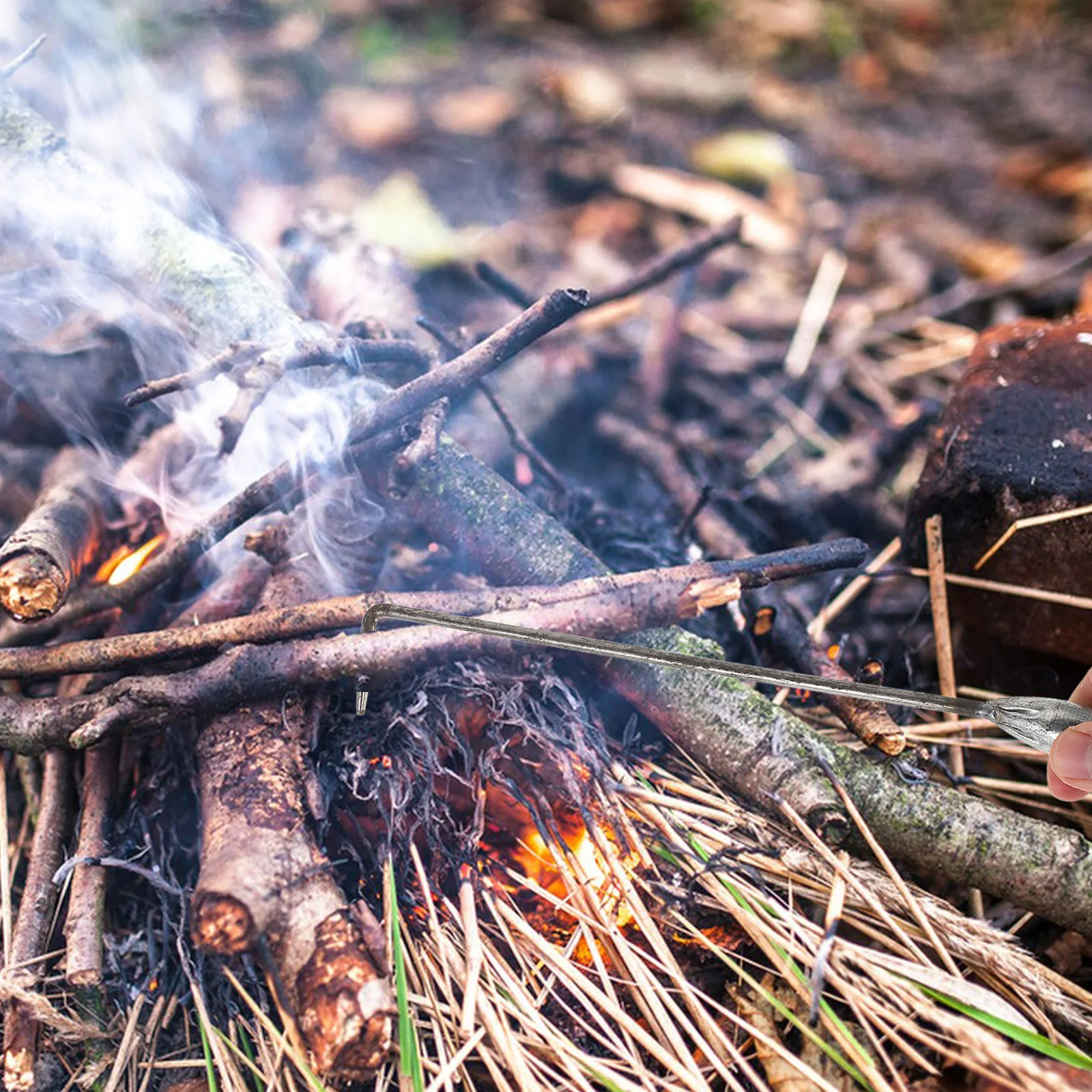 

Metal Fire Poker Long Handle Fire Pit Tool Indoor Outdoor Use Ergonomic Nonslip Clean Compact Design