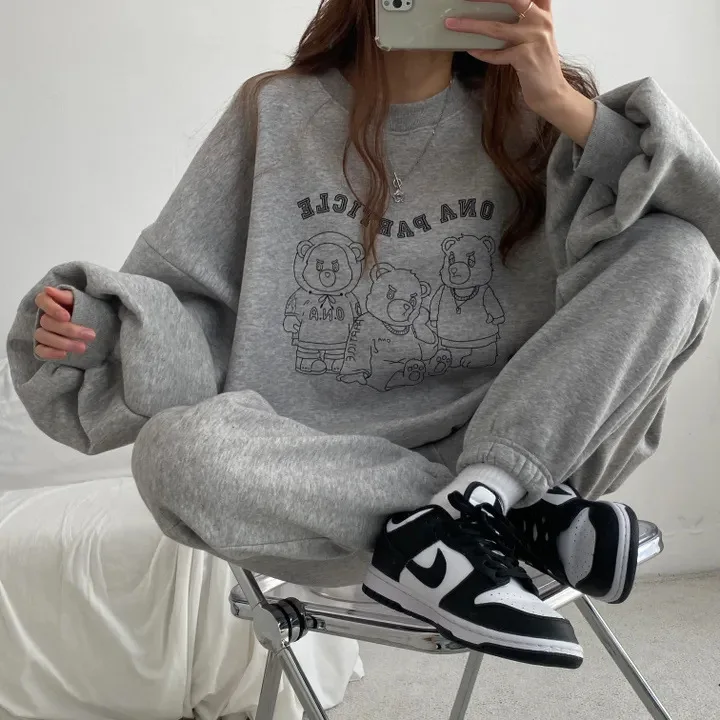 Herbst lässig Brief gedruckt lose Sweatshirt für Frauen Harajuku Pullover Vintage Frauen 2024 Sweatshirts weibliche koreanische Kleidung