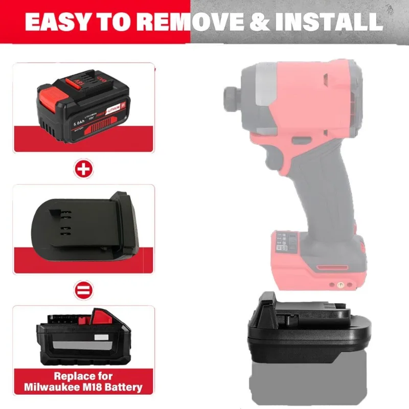 ALASICKA Battery Adapter Converter EIN18MIL for Ein 18V Li-ion Battery Convert To for Milwaukee 18V Li-ion Battery Power Tools