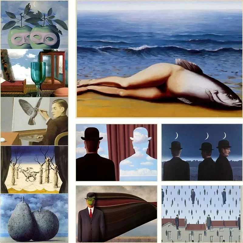 Surrealismus-Kunst-Leinwanddruck, abstraktes Rene Magritte-Wandposter für Galerie, Schlafzimmer, Heimdekoration