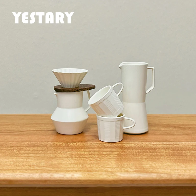 YESTARY Miniature Dollhouse Kitchen Accessories Coffee Pot Set For 1/6 Dolls Miniature Items Coffee Cup For Blythe Bjd Doll