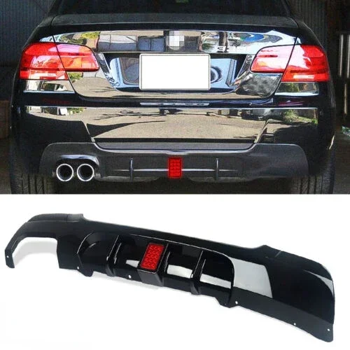 E92 E93 M Sport Rear Bumper Diffuser Lip with LED Brake Light Rear Diffuser for BMW 2008 2009 2013 MP Style Splitter Protector 