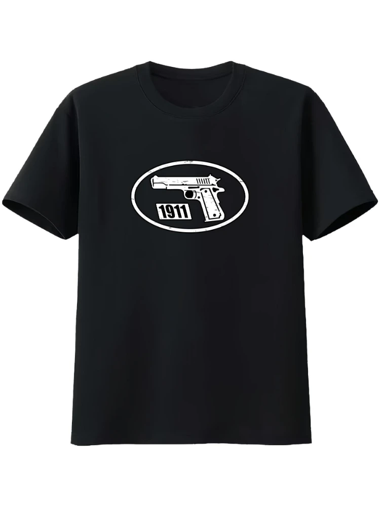 

Men's M1911 Colt 45 ACP Graphic -100% cotton summer short sleeve O-neck casual printed T-shirt.