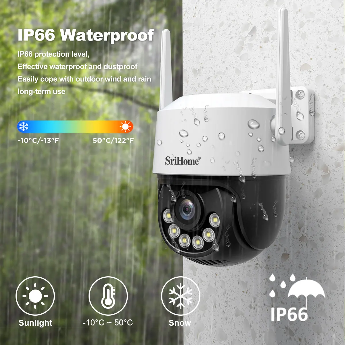8MP 4K IP Camera 2.4G&5G WIFI Crying Detection PTZ Camera Smart Home Outdoor Camera Surveillance Monitor Srihome Wireless Camera