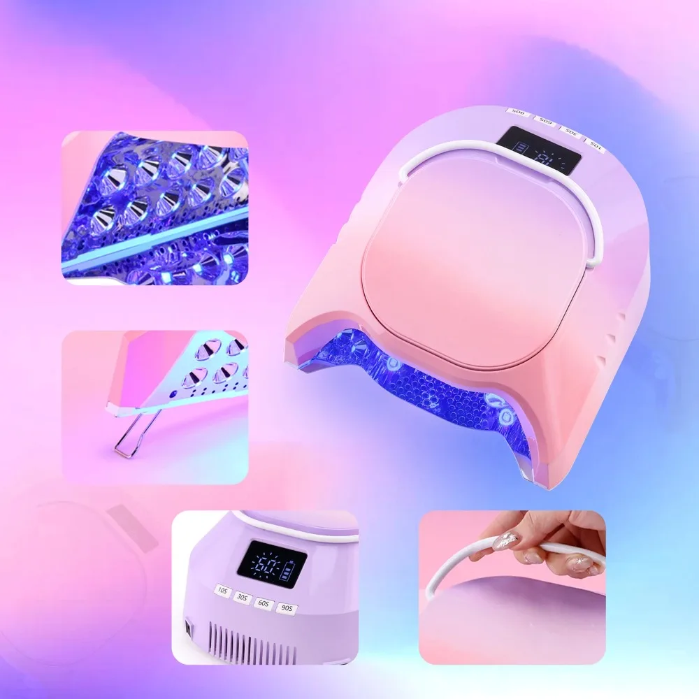 Advanced Unique Mirror-finish Interior Dual Light Nail Lamp Rechargeable Portable 86W LED UV Nail Lamp Machine