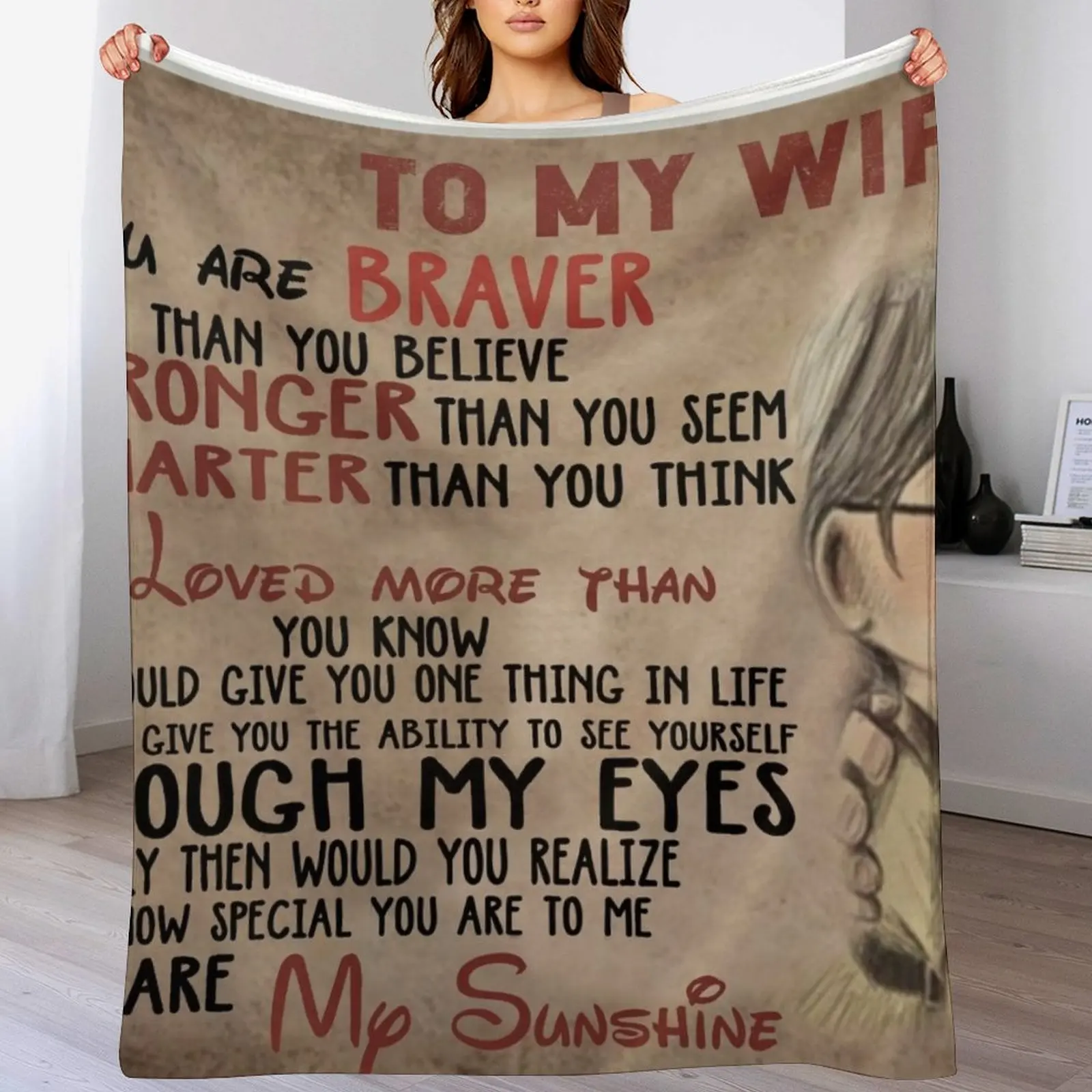 

UP To My Wife Throw Blanket Compact Warm Blanket for Car Road Trip
